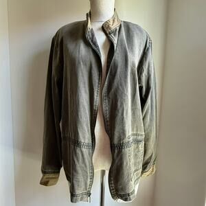 Cynthia Max Relax Tencel Zip Jacket Khaki Brown XL Made in USA